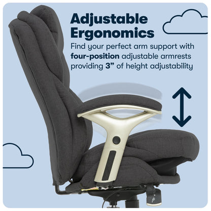 Serta Back in Motion Technology Fabric Executive Office Chair, Light Gray