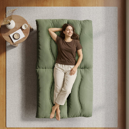 NYBOPAVIS 69" Futon Convertible Sofa Bed, Corduroy Loveseat Sofa Couch for Small Space Green