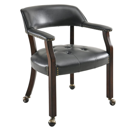 Dining Chair with Casters, Captain's Chairs with Rollers Dinette Sets Poker Chairs with Wheels Kitchen Table Rolling Chairs High Back Chair On Caster(Black 318BK)