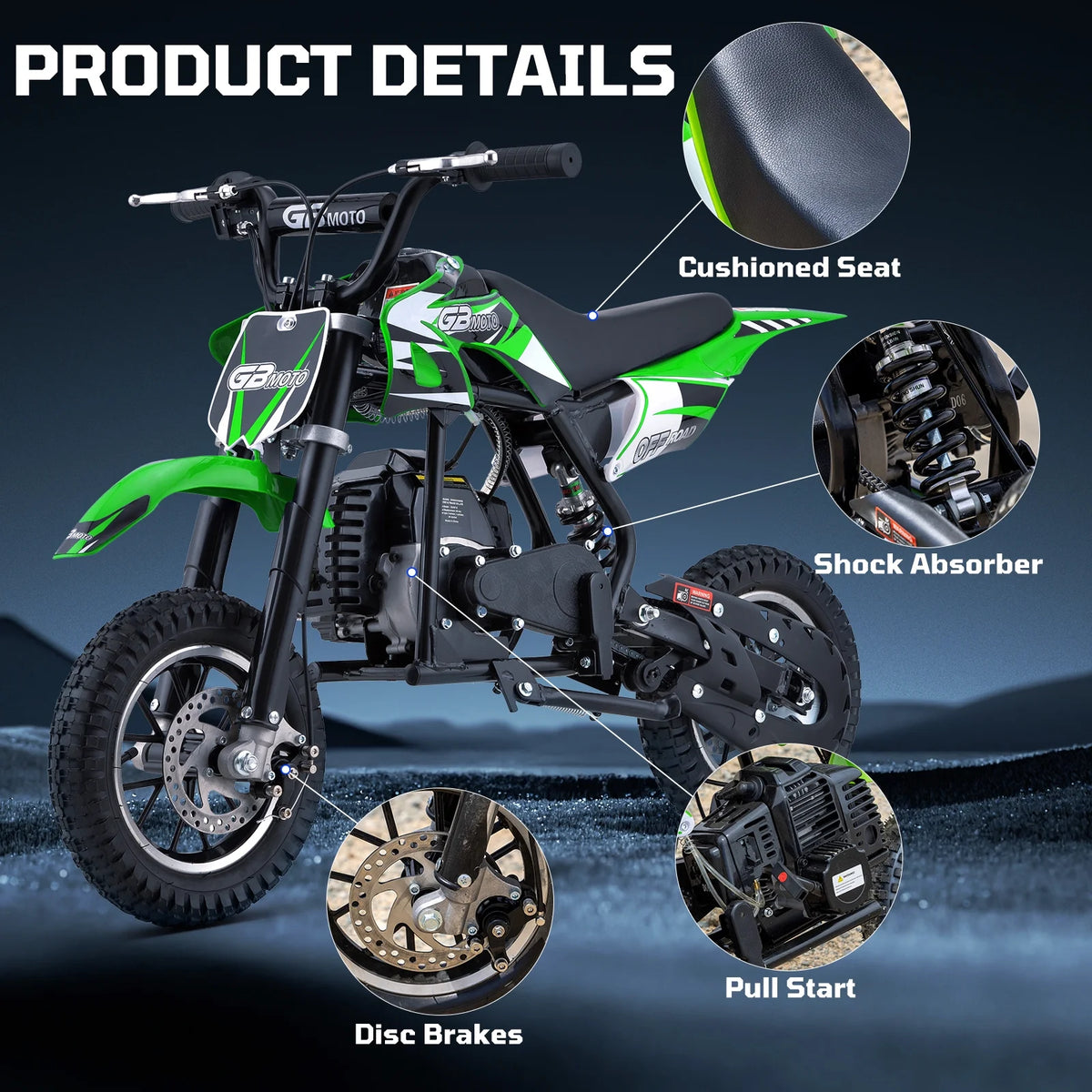 49cc Dirt Bike for Kids, Tcdjtc Gas Dirt Bike with 27 Miles Max Range, Kids Dirt Bike with 18 MPH Max Speed, Gas Powered Dirt Bike with 132 LBS Capacity, Mini Motorcycles for Kids, Gas Mini Bike