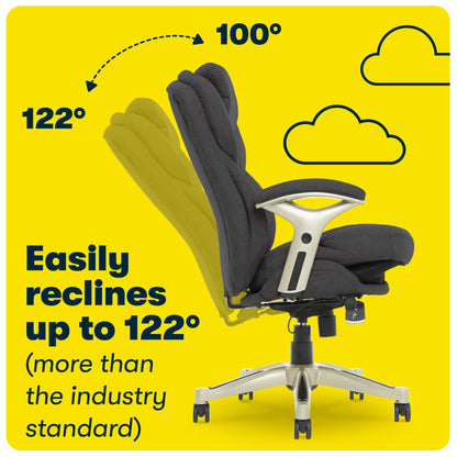Serta Back in Motion Technology Fabric Executive Office Chair, Light Gray