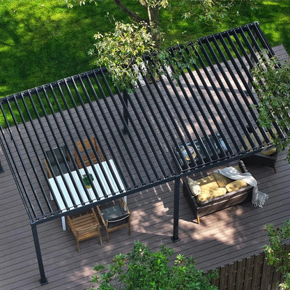 Mirador 10'x 10' Outdoor Pergola, 80S Steel Frame w/ Adjustable Louvers Roof for Garden, Patio, Backyard, Dark Gray