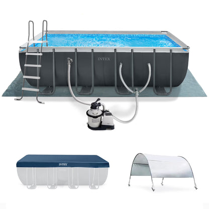 Intex 18Ft x 52In Ultra XTR Rectangular Frame Swimming Pool Kit with Canopy
