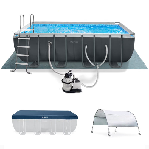 Intex 18Ft x 52In Ultra XTR Rectangular Frame Swimming Pool Kit with Canopy