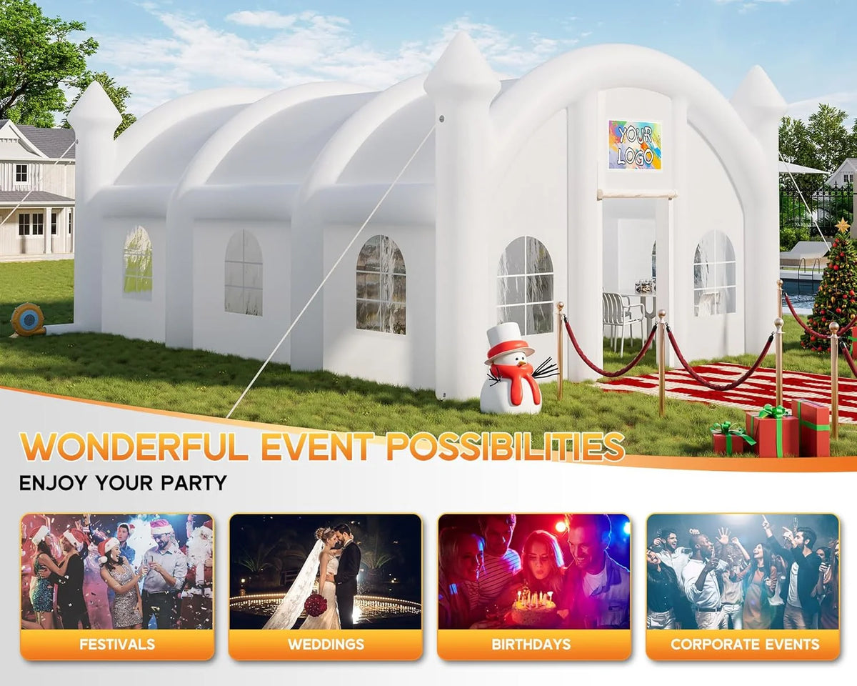 Jocisland 20x16x14 ft Large Black Inflatable Night Club Tent for Adults with 2 Side Doors, Inflatable Nightclub with Logo Area Gazebo Event House