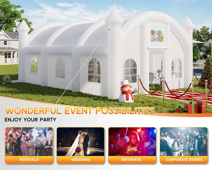 Jocisland 20x16x14 ft Large Black Inflatable Night Club Tent for Adults with 2 Side Doors, Inflatable Nightclub with Logo Area Gazebo Event House