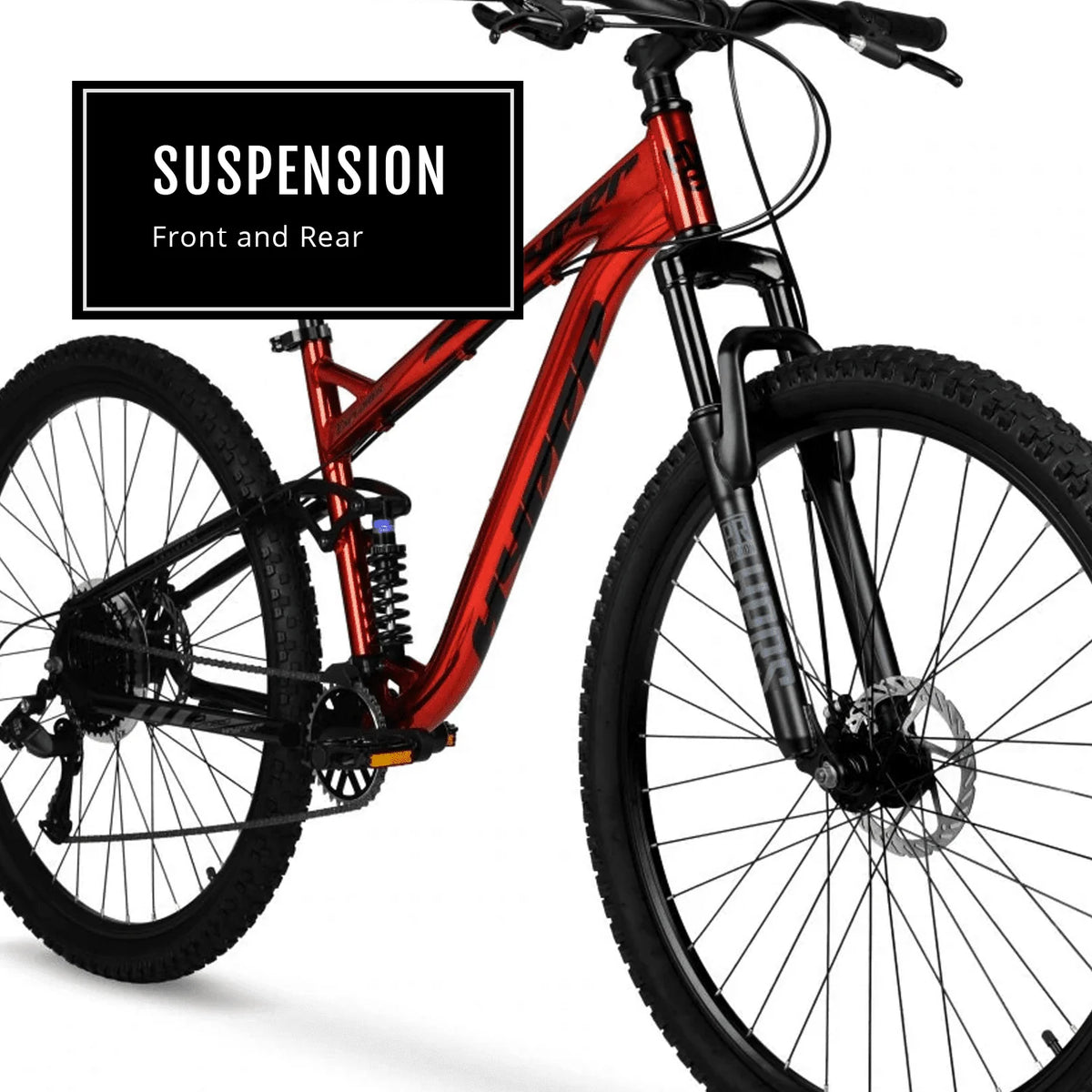 Hyper Bicycle Men's 29 In. Explorer Dual Suspension Mountain Bike, Red