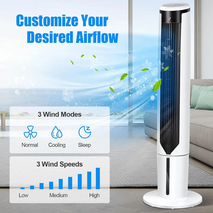 Giantex Evaporative Air Cooler, Floor Standing Portable Air Cooler Fan, Quiet Cooling for Bedroom/Living Room/Office