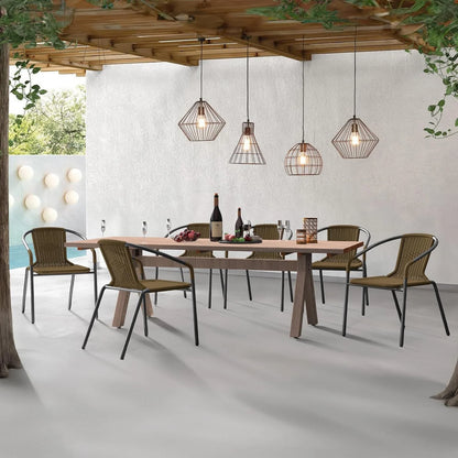 ELPOSUN Outdoor Dining Chairs Set of 6, Wicker Patio Chairs with Metal Frame, Rattan Indoor-Outdoor Chairs for Bistro, Deck, Backyard, Porch, Restaurant Stack Chair 6 Pack (Black)