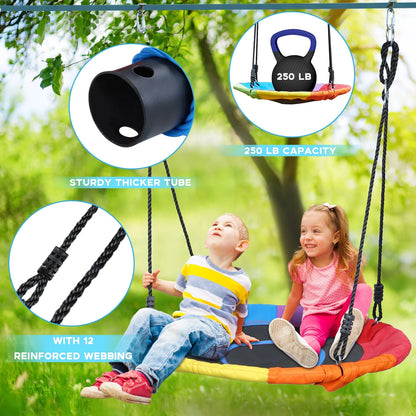 KloKick 50ft Ninja Warrior Obstacle Course with Slackline Monkey Bars and Saucer Swing