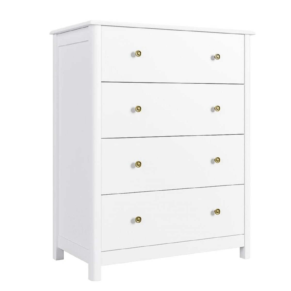Homfa Vertical Dresser with 4 Drawer, Wide Chest of Drawers Nightstand for Bedroom Closet Entryway, White