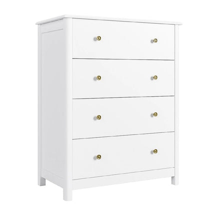 Homfa Vertical Dresser with 4 Drawer, Wide Chest of Drawers Nightstand for Bedroom Closet Entryway, White