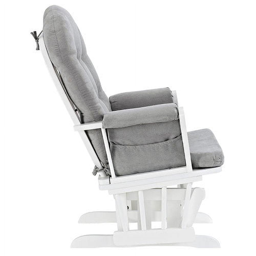 Angel Line Windsor Glider and Ottoman. White Finish with Gray Cushions