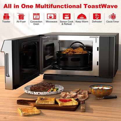Galanz  4-in-1 ToastWave with TotalFry 360, Convection, Microwave, Toaster Oven, Air Fryer, 1000W,1.2 Cu.Ft, LCD Display, Cook, Sensor Reheat, Stainless Steel