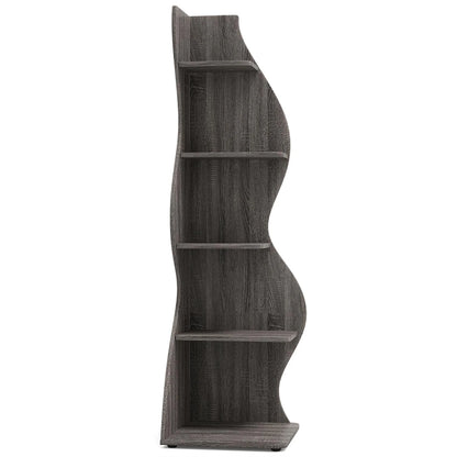 Finihen 5-Tier Corner Bookcase, Wood Bookshelf Storage Organizer, 70" Tall Display Standing Shelf Unit for Bedroom, Living Room, Green