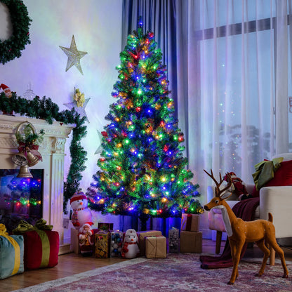 Costway 7ft Pre-lit Hinged Christmas Tree w/ Remote Control & 9 Lighting Modes