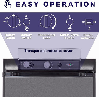 Smad 3 Way Caravan Propane Fridge 110V/12V/LPG Gas Refrigerator for RV Campervan 2.1 Cu ft