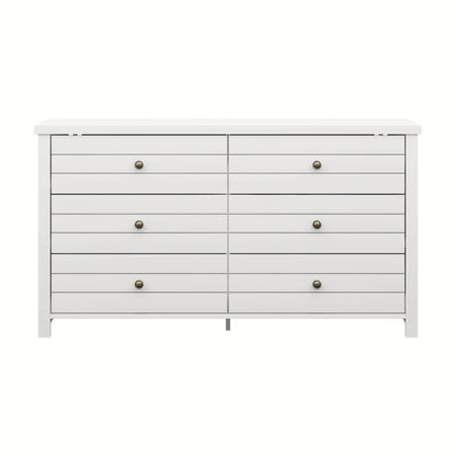 Living Essentials by Hillsdale Harmony Wood 6 Drawer Dresser, Matte White