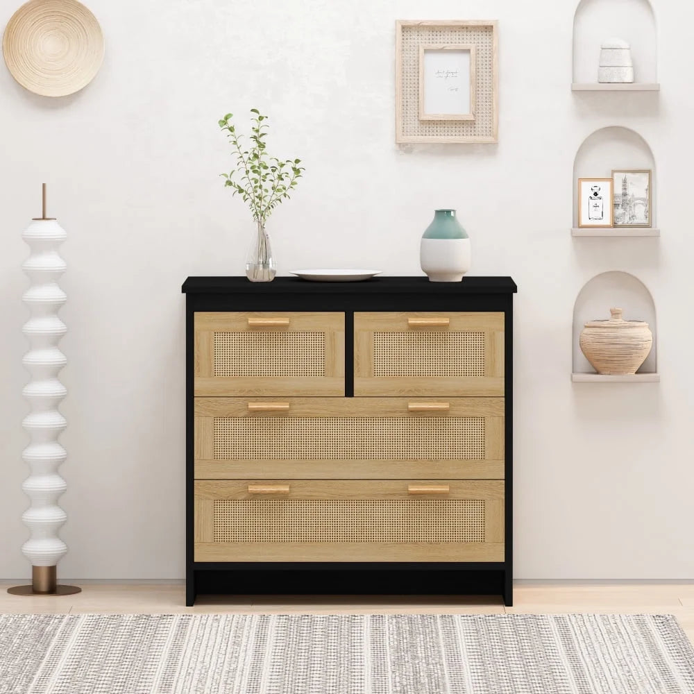 Tcbosik 4-Drawers Dresser, 31.5" Storage Chest of Drawers for Bedroom, Easy to Assemble, Natural