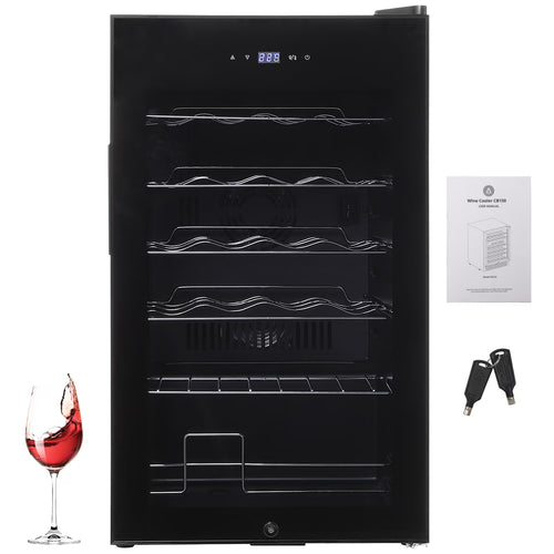Garvee 24 Bottle Freestanding Wine Cooler Refrigerator with Glass Door for Bar, Party, Winery, Black