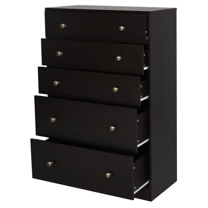 VEIKOUS Oversized 5-Drawer Dresser Chest, Large Storage Dresser for Bedroom Storage, Oak