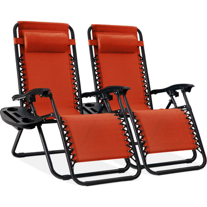Best Choice Products Set of 2 Zero Gravity Lounge Chair Recliners for Patio, Pool w/ Cup Holder Tray - Gray