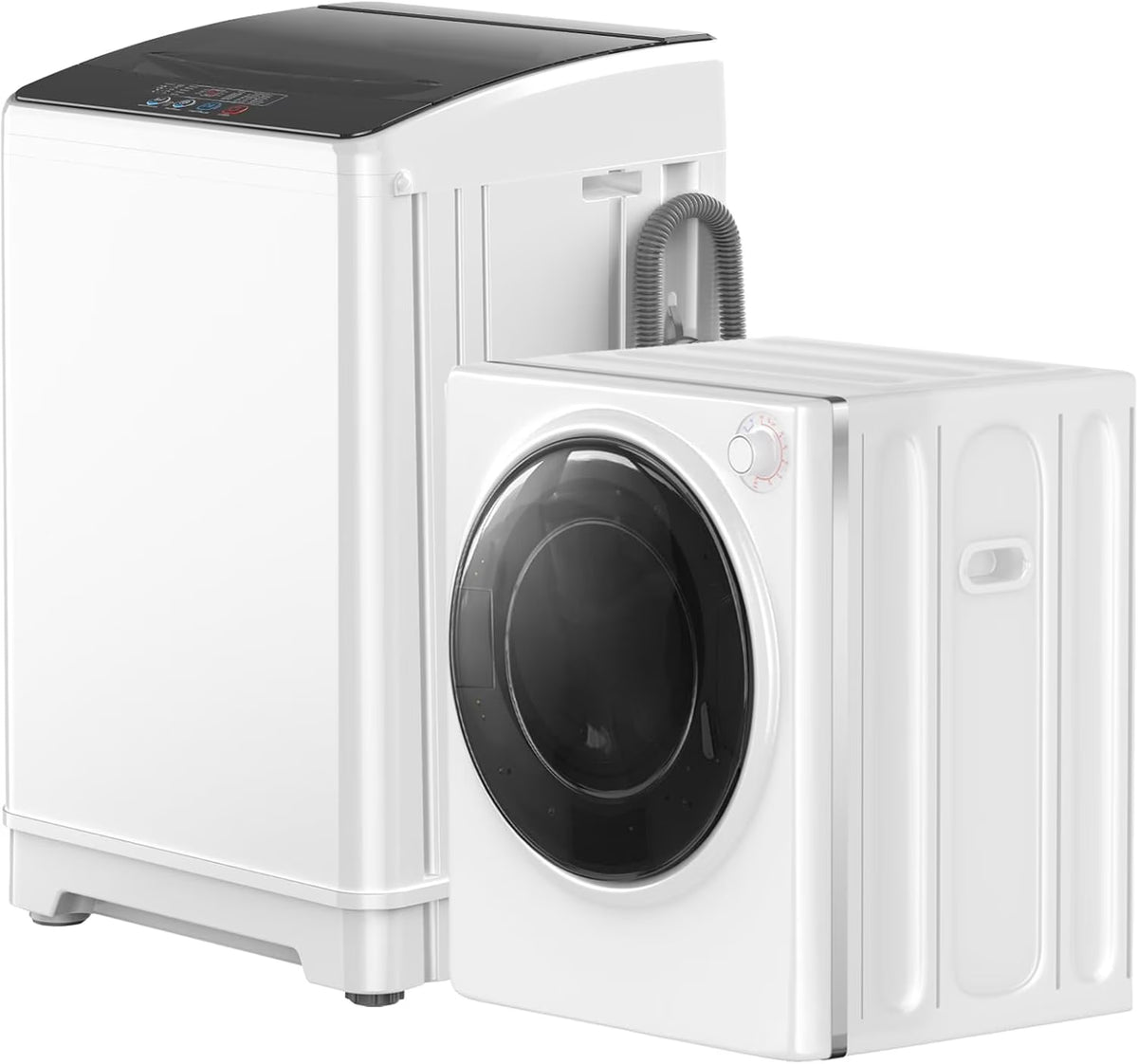 TABU Washer and Dryer Set, 17.6LBS Full Automatic Washing Machine & 8.8LBS Portable Dryer (Gray&White)