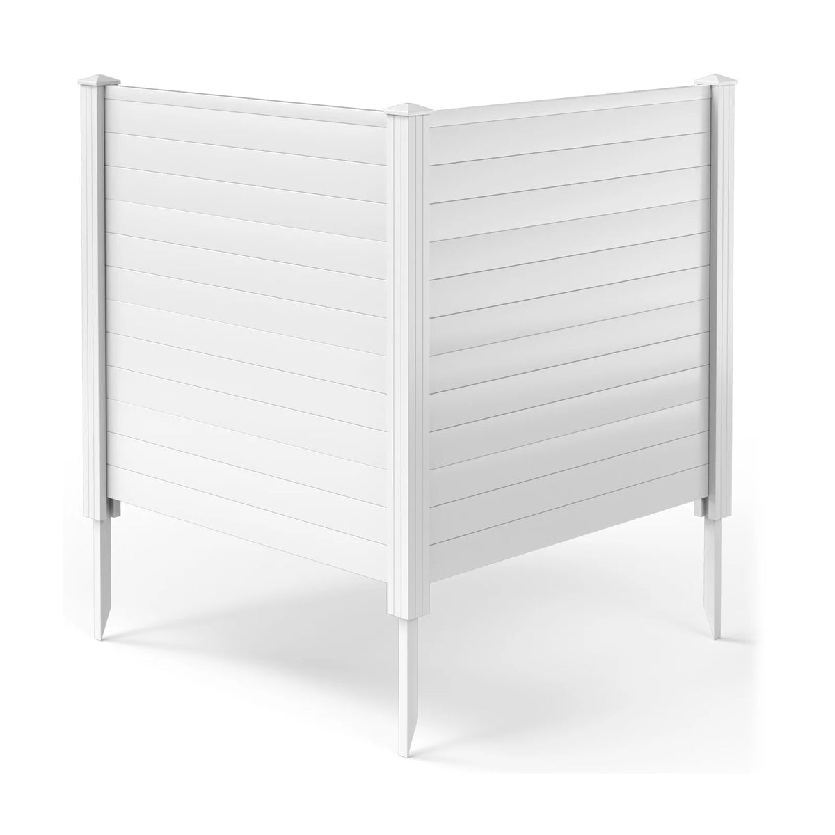 Gymax Outdoor PVC Privacy Panels 2-Pack Picket Fence W/ 3 Cuspidal Foot Stakes Black