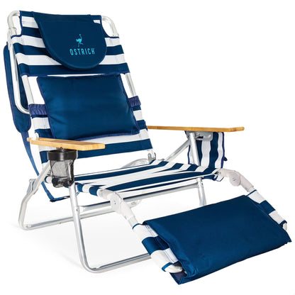 Ostrich Deluxe 3N1 Lightweight Outdoor Beach Lounge Chair w/Footrest, Pink