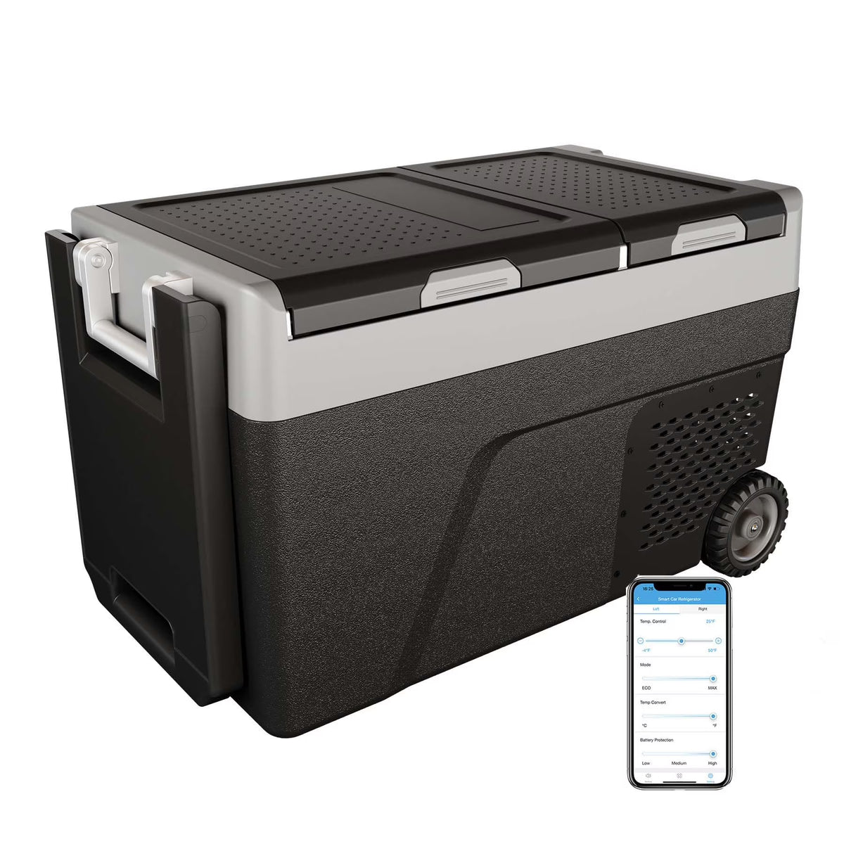 12 Volt Refrigerator, Electric Cooler, Portable Freezer, 12V Fridge -4℉~68℉, 12V Cooler with Wheels & 2 Baskets for Travel, Truck, Boat, Camping