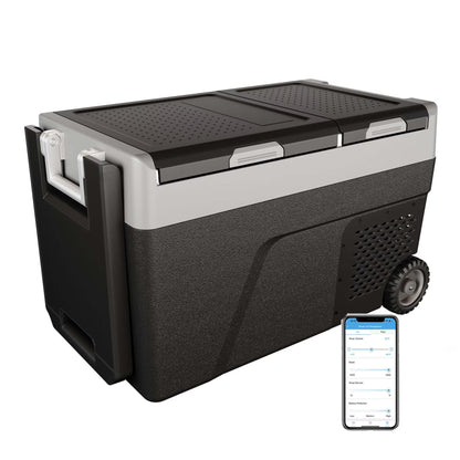 12 Volt Refrigerator, Electric Cooler, Portable Freezer, 12V Fridge -4℉~68℉, 12V Cooler with Wheels & 2 Baskets for Travel, Truck, Boat, Camping