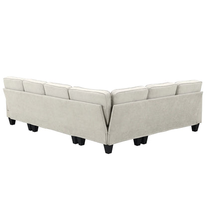 Harper & Bright Designs Modular Sectional Sofa with Ottoman Couch L Shape Corner Sofa Sets 7 Seats Fabric Couch for Living Room, Black, 112 * 87 inch