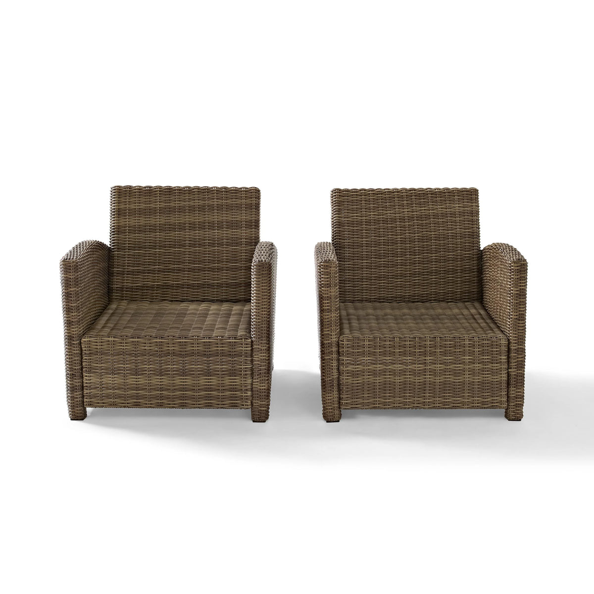 Crosley Brands Bradenton 2Pc Outdoor Wicker Chair Set Sand/Weathered Brown - 2 Arm Chairs