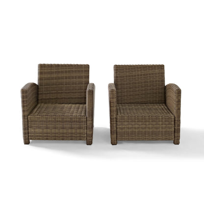 Crosley Brands Bradenton 2Pc Outdoor Wicker Chair Set Sand/Weathered Brown - 2 Arm Chairs