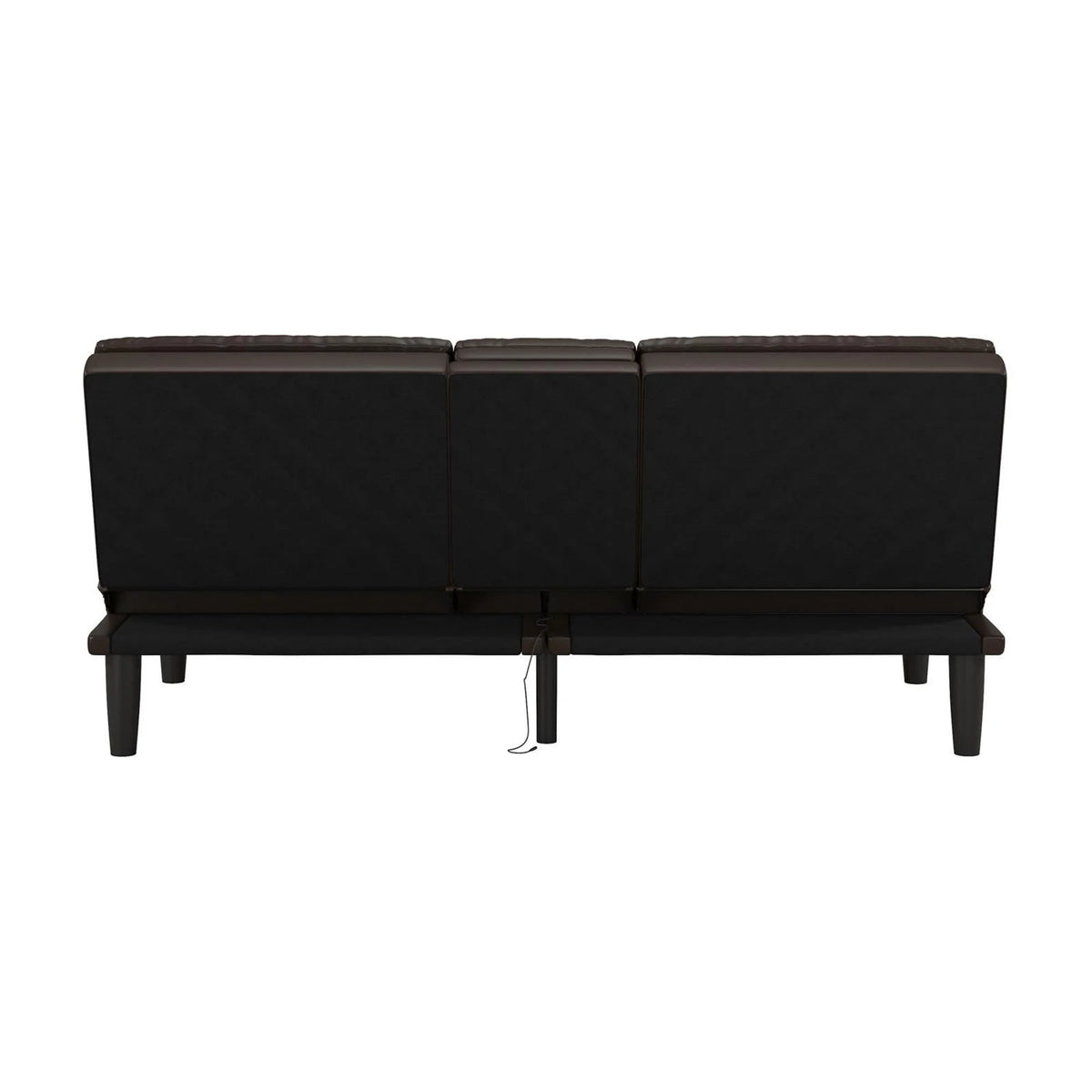 Mainstays Memory Foam 71.5" Futon with Cupholder and USB, Black Faux Leather