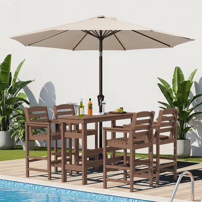 SERWALL 41" Outdoor Bar Table, HDPE All Weather Adirondack Outdoor Bar Height Table, Navy