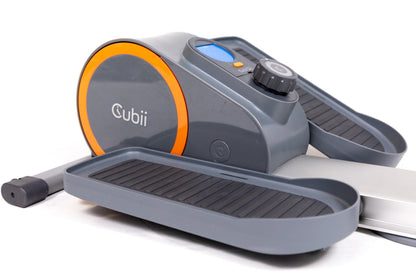 Cubii GO Aqua - Ultra Portable Under Desk Elliptical, Foot Pedal Exerciser Machine with Built-in Wheels, Easy Retractable Handle, Large LCD Fitness Tracker, Adjustable Resistance Levels