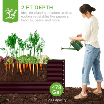 Best Choice Products 8x4x2ft Outdoor Metal Raised Garden Bed, Planter Box for Vegetables, Flowers, Herbs - Gray