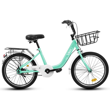 20 Inch Kids Bike for Boys Girls, 1 Speed Children Bicycle with Basket, Rear Seat, Chain Guard, Coaster Brake and V-Brake, Steel Frame Kids Bike for Ages 6-12 Years Old Birthday Gift, Purple