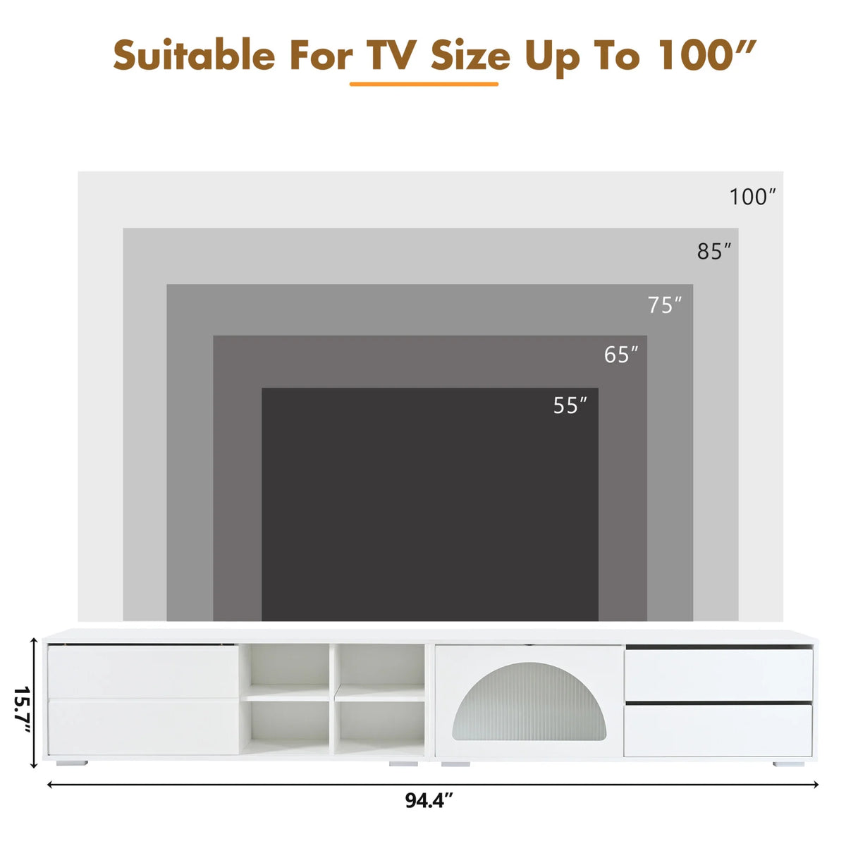 2-in-1 TV Stand for TVs up to 100", Entertainment Center with LED Light and 2 Drawers, Free-Combination TV Console Table with Sliding Door for Living Room, Black