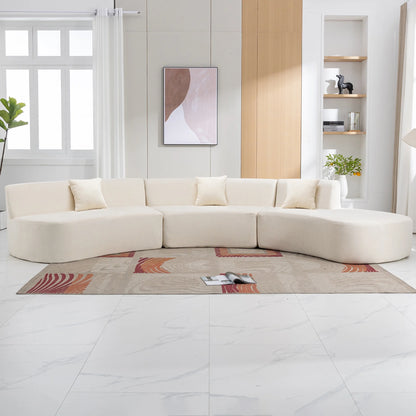Harper & Bright Designs Modern Curved Floor Sofa Set, Modular Sectional Sponge Couch for Living Room, 2 PC Free Combination No Assembly Foam-Filled Sofa, Beige