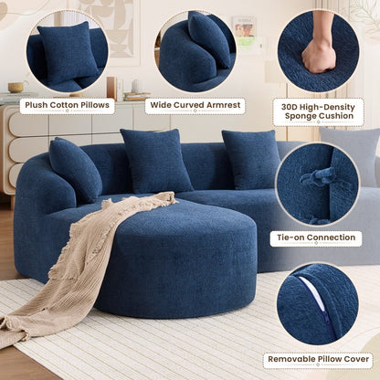 Timbernest 99" Modular Sectional Sofa with Pillows, Chenille L Shaped 3-Seater Couch with Deep Seat, White