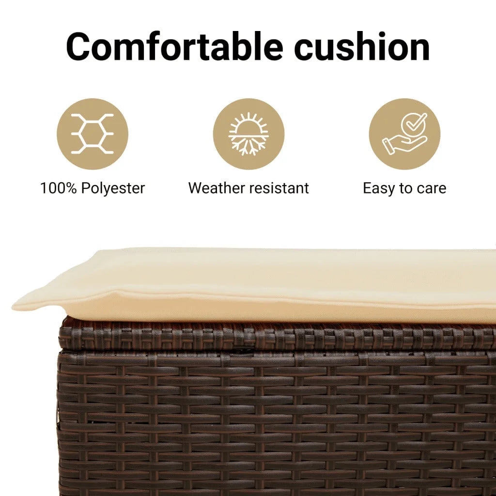 vidaXL Storage Bench with Cushion Outdoor Garden Seat Furniture Poly Rattan
