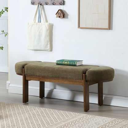 Dayalane 51" Modern Upholstered Bedroom Bench, Linen End of Bed Bench with Wooden Legs for Living Room, Entryway,Hallway Footrest, Beige