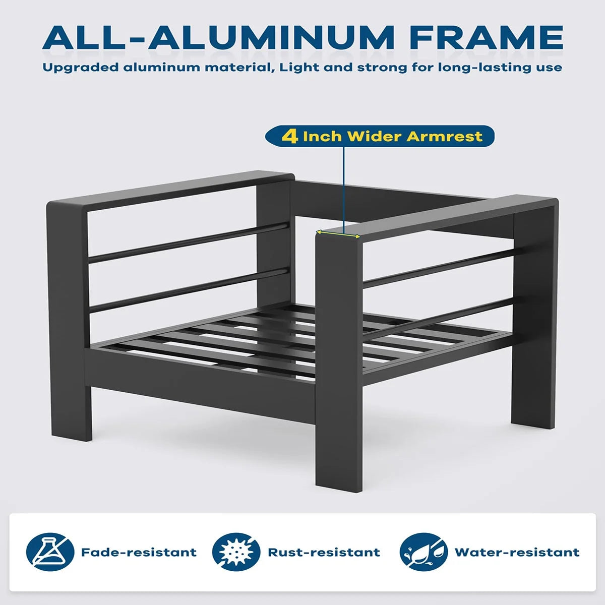 Ataucjin 5 Pieces Aluminum Patio Furniture Set, Outdoor Sectional Conversation Set Sectional Sofa with 4" Armrest & 5" Thick Cushions & Coffee Table��ship in 4 boxes��